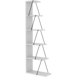 Libreria Erminia, Scaffale da ufficio, Mobile portalibri, Biblioteca, 50x22h150 cm, Bianco e Nero - Dmora