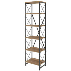 Libreria Yara, Scaffale da ufficio, Mobile portalibri, Biblioteca, 50x30h180 cm, Quercia e Nero - Dmora