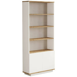 Dmora - Libreria Achromic, Scaffale da ufficio, Mobile portalibri, Biblioteca, 75x27h168 cm, Quercia e Bianco