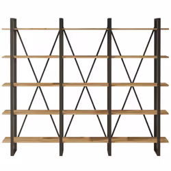 LIBRERIA - Scaffale da ufficio, Mobile portalibri, Biblioteca, 220x34h180 cm, Quercia. STRUTTURA E UTILIZZO - Mobile porta li ...