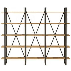 Libreria Altano, Scaffale da ufficio, Mobile portalibri, Biblioteca, 220x34h180 cm, Quercia - Dmora