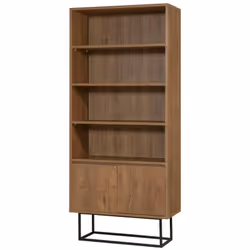 LIBRERIA - Scaffale da ufficio, Mobile portalibri, Biblioteca, 80x36h182 cm, Noce e Nero. STRUTTURA E UTILIZZO - Mobile porta ...