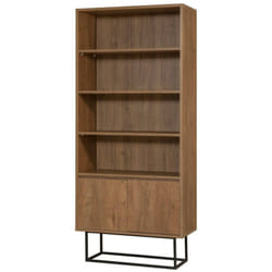 Libreria Morgana, Scaffale da ufficio, Mobile portalibri, Biblioteca, 80x36h182 cm, Noce e Nero - Dmora