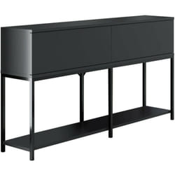 Dmora - Credenza Basilia, Buffet da soggiorno, Madia da salotto, Dispensa da cucina, 150x30h80 cm, Antracite e Nero