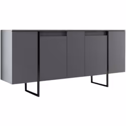 CREDENZA - Buffet da soggiorno, Madia da salotto, Dispensa da cucina, 160x35h80 cm, Antracite e Nero. STRUTTURA E UTILIZZO - ...