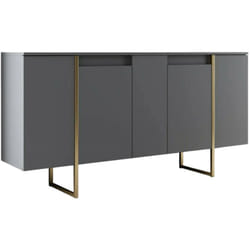 Credenza Arta, Buffet da soggiorno, Madia da salotto, Dispensa da cucina, 160x35h80 cm, Antracite e Oro - Dmora