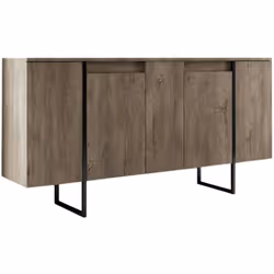 CREDENZA - Buffet da soggiorno, Madia da salotto, Dispensa da cucina, 160x35h80 cm, Noce e Nero. STRUTTURA E UTILIZZO - Mobil ...