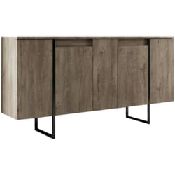 Dmora - Credenza Arta, Buffet da soggiorno, Madia da salotto, Dispensa da cucina, 160x35h80 cm, Noce e Nero