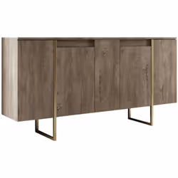 CREDENZA - Buffet da soggiorno, Madia da salotto, Dispensa da cucina, 160x35h80 cm, Noce e Oro. STRUTTURA E UTILIZZO - Mobile ...
