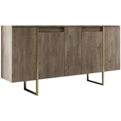 Credenza Arta, Buffet da soggiorno, Madia da salotto, Dispensa da cucina, 160x35h80 cm, Noce e Oro - Dmora