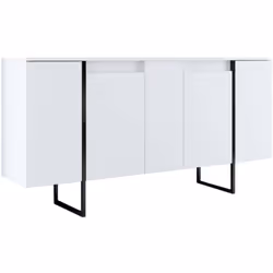CREDENZA - Buffet da soggiorno, Madia da salotto, Dispensa da cucina, 160x35h80 cm, Bianco e Nero. STRUTTURA E UTILIZZO - Mob ...