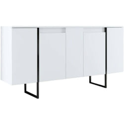 Credenza Arta, Buffet da soggiorno, Madia da salotto, Dispensa da cucina, 160x35h80 cm, Bianco e Nero - Dmora