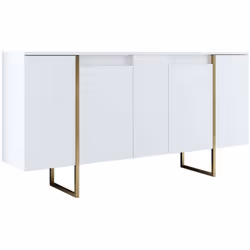 CREDENZA - Buffet da soggiorno, Madia da salotto, Dispensa da cucina, 160x35h80 cm, Bianco e Oro. STRUTTURA E UTILIZZO - Mobi ...