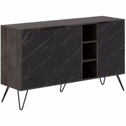 CREDENZA - Buffet da soggiorno, Madia da salotto, Dispensa da cucina, 142x36h83 cm, Ossido e Nero Marmo. STRUTTURA E UTILIZZO ...
