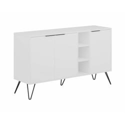 Credenza Alin, Buffet da soggiorno, Madia da salotto, Dispensa da cucina, 142x36h83 cm, Bianco - Dmora