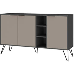 Credenza Alin, Buffet da soggiorno, Madia da salotto, Dispensa da cucina, 142x36h83 cm, Antracite e Beige - Dmora