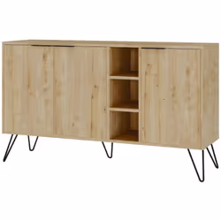 CREDENZA - Buffet da soggiorno, Madia da salotto, Dispensa da cucina, 142x36h83 cm, Quercia. STRUTTURA E UTILIZZO - Mobile da ...