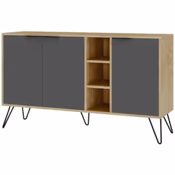 CREDENZA - Buffet da soggiorno, Madia da salotto, Dispensa da cucina, 142x36h83 cm, Quercia e Antracite. STRUTTURA E UTILIZZO ...
