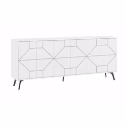 CREDENZA - Buffet da soggiorno, Madia da salotto, Dispensa da cucina, 184x35h77 cm, Bianco. STRUTTURA E UTILIZZO - Mobile da ...