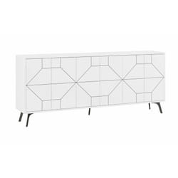 Dmora - Credenza Africo, Buffet da soggiorno, Madia da salotto, Dispensa da cucina, 184x35h77 cm, Bianco