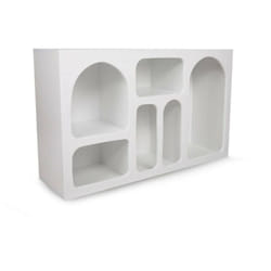 Credenza Arsenio, Buffet da soggiorno, Madia da salotto, Dispensa da cucina, 120x37h74 cm, Bianco - Dmora