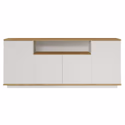 CREDENZA - Buffet da soggiorno, Madia da salotto, Dispensa da cucina, 180x45h75 cm, Quercia e Bianco. STRUTTURA E UTILIZZO - ...