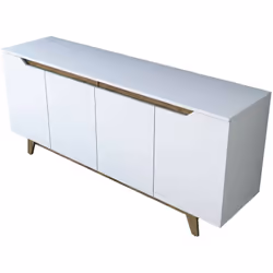 CREDENZA - Buffet da soggiorno, Madia da salotto, Dispensa da cucina, 180x45h79 cm, Bianco e Noce. STRUTTURA E UTILIZZO - Mob ...