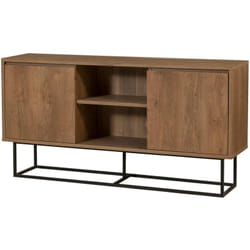 Credenza Levante, Buffet da soggiorno, Madia da salotto, Dispensa da cucina, 140x36h72 cm, Noce e Nero - Dmora