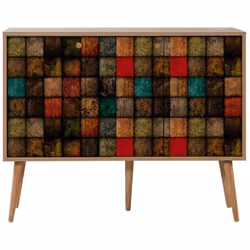 CREDENZA - Buffet da soggiorno, Madia da salotto, Dispensa da cucina, 120x36h90 cm, Quercia e Multicolore. STRUTTURA E UTILIZ ...