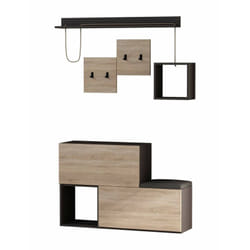 Dmora - Mobile da ingresso Libeccio, Entratina appendiabiti, Composizione per atrio, Consolle portaoggetti multifunzione, 120x17h76 cm, Antracite e