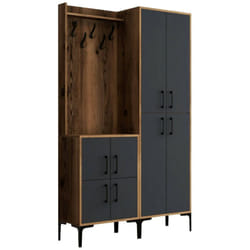 Dmora - Mobile da ingresso Eufemia, Entratina appendiabiti, Composizione per atrio, Consolle portaoggetti multifunzione, 120x35h200 cm, Noce e