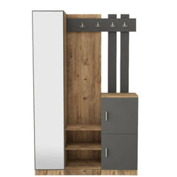 Dmora - Mobile da ingresso Arco, Entratina appendiabiti, Composizione per atrio, Consolle portaoggetti multifunzione, 114x38h180 cm, Quercia e