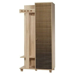 Dmora - Mobile da ingresso Savina, Entratina appendiabiti, Composizione per atrio, Consolle portaoggetti multifunzione, 90x36h194 cm, Quercia