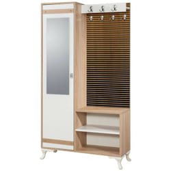 Dmora - Mobile da ingresso Sugilite, Entratina appendiabiti, Composizione per atrio, Consolle portaoggetti multifunzione, 100x36h190 cm, Quercia