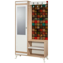 Dmora - Mobile da ingresso Sugilite, Entratina appendiabiti, Composizione per atrio, Consolle portaoggetti multifunzione, 100x36h190 cm, Quercia e