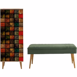 MOBILE DA INGRESSO - Entratina appendiabiti, Composizione per atrio, Consolle portaoggetti multifunzione, 50x38h135 cm, Querc ...