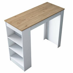 Tavolo fisso Assan, Ripiano da cucina, Consolle per sala da pranzo, Ripiano rettangolare fisso, 120x50h100 cm, Noce e Bianco - Dmora