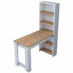 TAVOLO FISSO - Ripiano da cucina, Consolle per sala da pranzo, Ripiano rettangolare fisso, 120x54h154 cm, Noce e Bianco. STRU ...