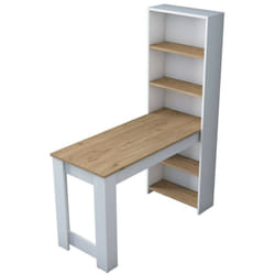 Tavolo fisso Areneio, Ripiano da cucina, Consolle per sala da pranzo, Ripiano rettangolare fisso, 120x54h154 cm, Noce e Bianco - Dmora