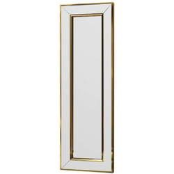 Dmora - Specchio Auron, Specchiera, Articolo d'arredo a muro, Decorazione con specchio, 30x3h90 cm, Oro