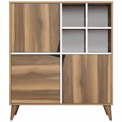 CREDENZA - Buffet da soggiorno, Madia da salotto, Dispensa da cucina, 100x30h115 cm, Noce e Bianco. STRUTTURA E UTILIZZO - Mo ...