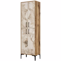 ARMADIO MULTIUSO GRANDE - Mobile multifunzionale, Mobiletto scarpiera, Guardaroba porta scarpe, 60x35h200 cm, Noce e Bianco M ...