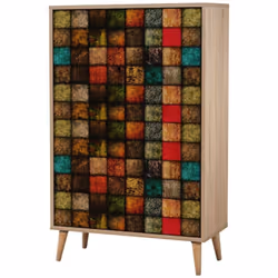 CREDENZA - Buffet da soggiorno, Madia da salotto, Dispensa da cucina, 80x36h127 cm, Quercia e Multicolore. STRUTTURA E UTILIZ ...