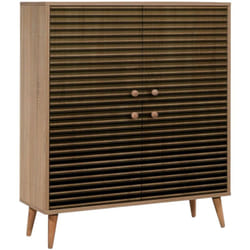 Credenza Agyemang, Buffet da soggiorno, Madia da salotto, Dispensa da cucina, 95x36h111 cm, Quercia - Dmora