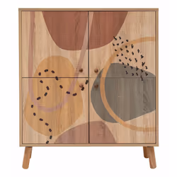 Dmora Dgiannin, Buffet, Da terra, 4 porta/porte, 4 ripiani, Legno naturale, Porta a battente