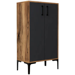 Scarpiera Axarix, Mobile portascarpe, Armadio da ingresso multiuso, Mobiletto per calzature, 60x35h111 cm, Noce e Antracite - Dmora