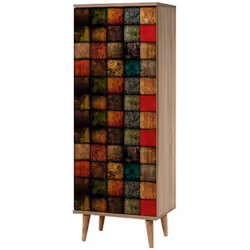 SCARPIERA - Mobile portascarpe, Armadio da ingresso multiuso, Mobiletto per calzature, 50x38h135 cm, Quercia e Multicolore. S ...