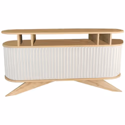 CREDENZA - Buffet da soggiorno, Madia da salotto, Dispensa da cucina, 150x43h75 cm, Quercia e Bianco. STRUTTURA E UTILIZZO - ...