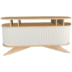 Credenza Joy, Buffet da soggiorno, Madia da salotto, Dispensa da cucina, 150x43h75 cm, Quercia e Bianco - Dmora