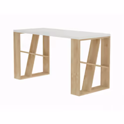 SCRIVANIA - Scrittoio multiuso, Tavolo per ufficio porta PC, Piano di lavoro, 140x60h75 cm, Bianco e Rovere. STRUTTURA E UTIL ...